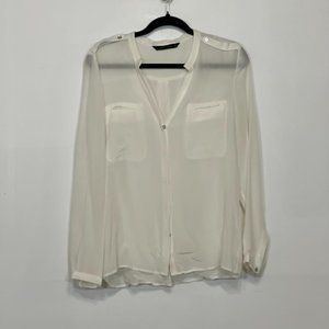 Zara White Military Blouse